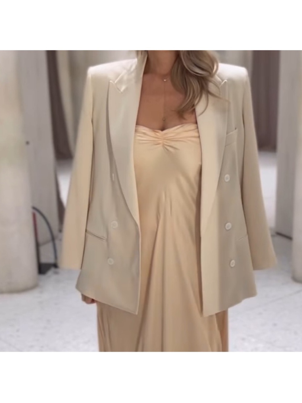 ZARA X KATE MOSS Cream Double-Breasted Blazer